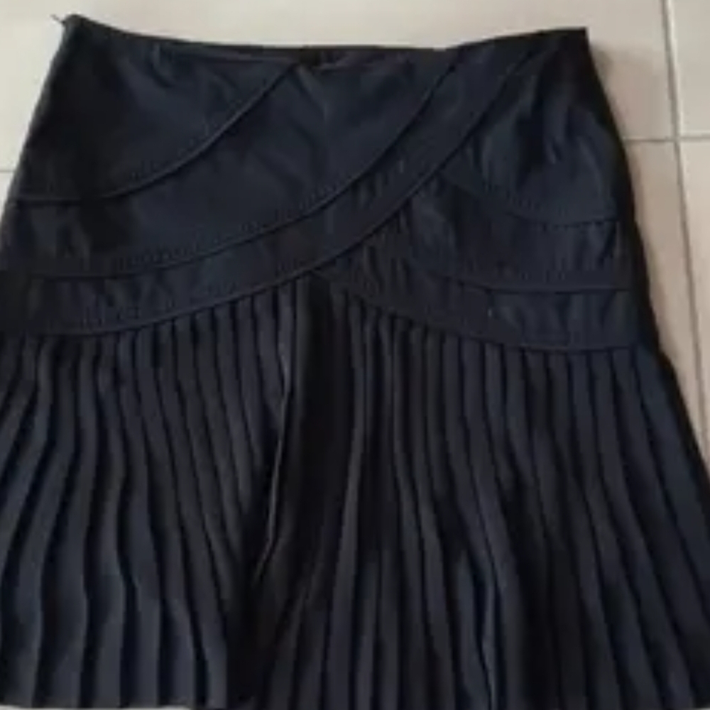 Comptoir Des Cotonniers Black Mini Scalloped  Fit and Flare Skirt